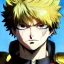 Placeholder: Detailed anime portrait of bakugo from my hero academia, gold hair and golden eyes, black suit, intricate details, full body portrait, keep head in frame, slight smile, black Japanese motif, concept art, highly detailed, digital painting, concept art, sharp focus, illustration, art by Yoji Shinkawa, WLOP and greg rutkowski and alphonse mucha and artgerm and yanjun Chen and Junji ito and Makoto Shinkai, HDR, octane render