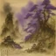 Placeholder: A purple Japanese empire with a toxic river and noxious smoke painted by Guo Xi