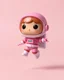 Placeholder: pop mart's space molly cosmonaut figurine, floating on solid background color