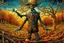 Placeholder: works by Mark Keatley, Josephine Wall, Ellen Jewett, Dan Mumford Cayenne, Victoria Francis. dancing scarecrow with a scary pumpkin head in a field with scarecrows, High Definition HD, High Detail, UHD Pen and Ink Art, Perfect Composition, Detailed Intricacy, Crazy Octane Rendering, Trending on Artstation, 8k Fine Art Photography, Photorealistic Concept Art , soft thoughts, 3D cinematic perfect light, 3D rendering, famous, unforgettable., photo, poster, cinematic