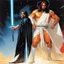 Placeholder: [art by Howard Chaykin] Jesus with a lightsaber opening the belly of the devil