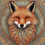 Placeholder: A mesmerizing optical illusion of a fox image, in an intricate guilloche style with overlapping bright colors,