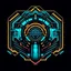 Placeholder: cyberpunk retro futuristic police symbol for comics