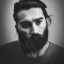 Placeholder: moody charcoal side profile portrait of a bearded man, smudged charcoal, side on profile, charcoal portrait, artistic black and white profile portrait, delicate, highly detailed, chiaroscuro, beautiful composition, delicate arrangement, aesthetic, soft lighting, tender