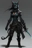 Placeholder: Black cat female rogue assassin humanoid with daggers