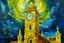 Placeholder: A yellow clock tower made out of gel in a thunderstorm painted by Vincent van Gogh