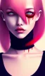 Placeholder: girl angry, beautiful, cute, bloody, pink hair, black sweater