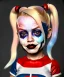 Placeholder: Harley quinn toddler, full body, soft skin, dramatic lighting, hyper realistic