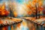 Placeholder: Autumn landscape in think oil paint stokes, expressionist painting style of Van Gogh, Klimt, Renoir bokeh beautiful fantastic view Van Gogh Yossi Kotler Art