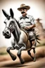 Placeholder: Mexican farmer Hitler on fast donkey donkey, airbrush and pen outline, motion blurred background