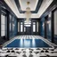 Placeholder: luxury hall ,tiled blue and gray large floor,