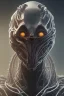 Placeholder: evil predator with crown, alien, brutal face, tron, head, burn eyes, 8k, finely detailed, dark light, photo realistic, hr giger, cyberpunk