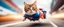 Placeholder: rocket ship cat captain in high speed pursuit, with background blur