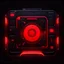 Placeholder: data file, cyberpunk style, red lighting, black background, video game icon