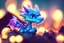 Placeholder: cute chibi anime little dragon, holographic, transparent sparkling crystal mountains in sunshine, ethereal, cinematic postprocessing, bokeh, dof