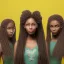 Placeholder: photo. 3 three Brown skin women. Three dark skin women. Three black women. .three women. A mother. Two daughter. Twins. A mother with her children. three young black women. wood nymphs emerging from the forest. Her hair looks like vines. Dreadlocs. Her skin is the colour of dark soil. Her skin looks like tree bark. Her clothing is made of vines, grass and leaves.