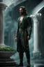 Placeholder: highly detailed marble and jade statue on a plint of a young man. long braided hair and short beard, full body shot, invisible gloves, , volumetric fog, Hyperrealism, breathtaking, ultra realistic, unreal engine, ultra detailed, cyber background, Hyperrealism, cinematic lighting, highly detailed, breathtaking, stunning environment