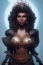 Placeholder: Pam Grier as evil queen in black leather, leather, busty, cleavage, angry, stern look. character design by cory loftis, fenghua zhong, ryohei hase, ismail inceoglu and ruan jia. unreal engine 5, artistic lighting, highly detailed, photorealistic, fantasy