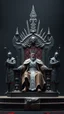 Placeholder: 3D rendering of kris kuksi throne. A king setting on the throne, two guards behind the throne w