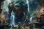 Placeholder: book cover oil painting of archeologists discovering woodland creatures in Rivendell worshipping big fat alien troll statues with many head and idols like from a myth or legend, on a strange planet with weird colors and waterfalls, bokeh like f/0.8, tilt-shift lens 8k, high detail, smooth render, down-light, unreal engine, prize winning