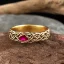 Placeholder: ruby ring with braided gold, celtic ring, breathtaking, nordic ring, viking ring, engraved carved band, runes, men's jewellery