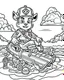 Placeholder: outline art for Paw Patrol Zuma On Water Craft coloring page, Japanese manga style, cartoon style, cute face, white background sketch style, full body is a must, only use outline, clean line art, no shadow, bold outline