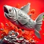 Placeholder: “VAMOS QUE LA GANAMOS! ” highly detailed. FISH soft colours. Beautiful bursts of powdery SOFT GREY AND ORANG colours. Tasteful and beautiful and elegant. Lettering is crisp and sharp and boldly rendered., poster, painting, typography, 3d render