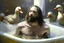 Placeholder: Jesus is bathing. playing with foam and rubber ducks in your bath. 4K David Palumbo