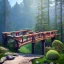 Placeholder: Tiny cute isometric wooden bridge construction, soft smooth lighting, with soft colors, 100mm lens, 3d blender render, trending on polycount, modular constructivism, blue background, physically based rendering, centered.