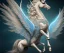 Placeholder: unicorn glowing wings, shadow, surreal fantasy art, highly detailed, intricate patterns on wings, soft studio lighting, smooth dark blue background 64k