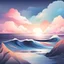 Placeholder: wallpaper theme, a simple style, gradient colors triadic colors, blue, dark blue, white, milky color, clean style, clouds and waves