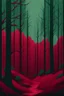 Placeholder: forest in dark red trees and dark green colors only, thin lines draw style