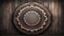 Placeholder: Hyper Realistic Grunge Rustic Grungy Mandala on wooden plank on dark rustic wall & dark vignette effect