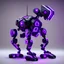 Placeholder: neon black and purple quadrupedal robot with a 3D hexagon for a head