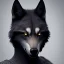 Placeholder: award winning portrait of a male anthropomorphic black wolf long vblack unreal engine 5, artistic lighting, highly detailed, photorealistic, fantasy