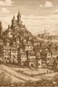 Placeholder: renaissance style drawing landscape and town