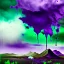 Placeholder: a texture of a beautiful clear sky violently exploding and raining dirty grey hues of purple, green, and brown that partially muddy the sky and make it ugly, surreal, dreamlike