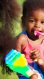 Placeholder: Black child enjoying popsicle