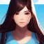 Placeholder: red long haired woman, casual clotting, realistic, HD4k, watery cloud background, close up shot,