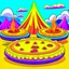 Placeholder: Cartoon illustration for children: volcano pies