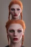 Placeholder: Woman vampire, cute, beautiful, orange hair, two braids, wild bangs, blue eyes, big eyes, freckles, long eyelashes, pink lipstick, thin lips, small nose, Gillian from Practical Magic, 8k resolution concept art portrait by Greg Rutkowski