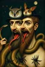 Placeholder: Hieronymus Bosch Style high quality picture in side people with snakes , men with perk mouths, owls, spiders