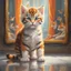 Placeholder: In a world full of fantasy, a little kitten stands in front of a mirror. In place of his own reflection, a majestic tiger appears. The little cat's eyes are wide in awe as she beholds the majesty of the tiger. Details like lush fur, bright orange stripes, and the tiger's intimidating gaze in the mirror create a sharp contrast to the kitten's delicate and innocent appearance Leica Q2 with Summilux 3 Photo