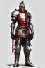 Placeholder: Nuclear, atompunk, knight, heavy armor, silver and red armor, leather, lights, dieselpunk, concept art, full body, t pose, front, white background, medieval, character, 9:16, 4k