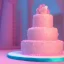 Placeholder: Pink birthday cake, 3 tier, extraordinary, 3d render, soft pastel color, cute