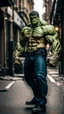 Placeholder: hulk, moody good lighting, best quality, full body portrait, true portrait, complex details, depth of field, Fujifilm xt3, outdoor, beautiful light, raw photo, 8K UHD, police