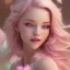 Placeholder: fairy, smiling, pink, blonde hair, beautiful, whole face, hyperrealism, masterpiece, expert, cinematic lighting, sharp focus, 8K, pastel, macro lens, woman, detailed, flower