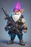 Placeholder: video game character, cyberpunk gnome, with a gattling gun, fortnite character