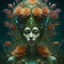 Placeholder: A stunning extraterrestrial being, displayed in a breathtaking concept artwork. Its delicate, see-through skin reveals a mesmerizing sight of vibrant inner workings, resembling a translucent crown adorned with blooms on its head. This expertly crafted image, whether a painting or a meticulously detailed photograph, showcases the intricate beauty of this otherworldly creature with impeccable precision and artistry. The lush details and impeccable execution of this captivating portrayal truly