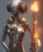 Placeholder: evil mechanoid person with a steampunk theme, realistic,fire,gold,purple,red, cinamatic, 4k ,